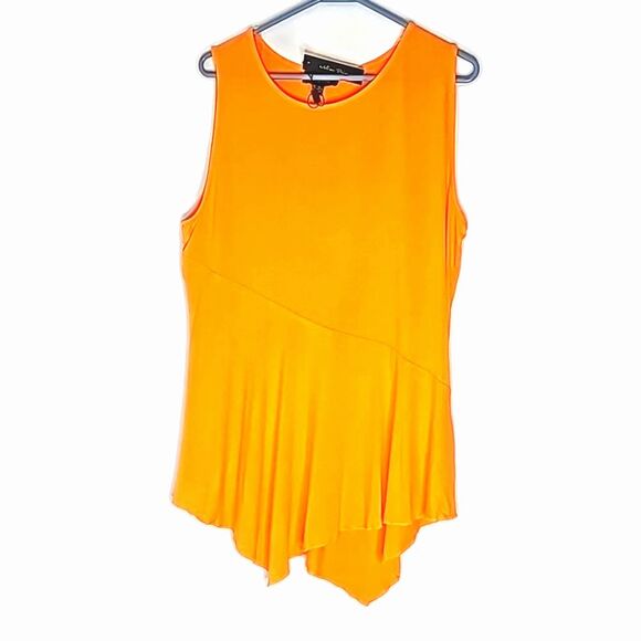 Blouse by Melissa Paige Asymmetrical in back Orange Size XL NWT - Picture 1 of 6
